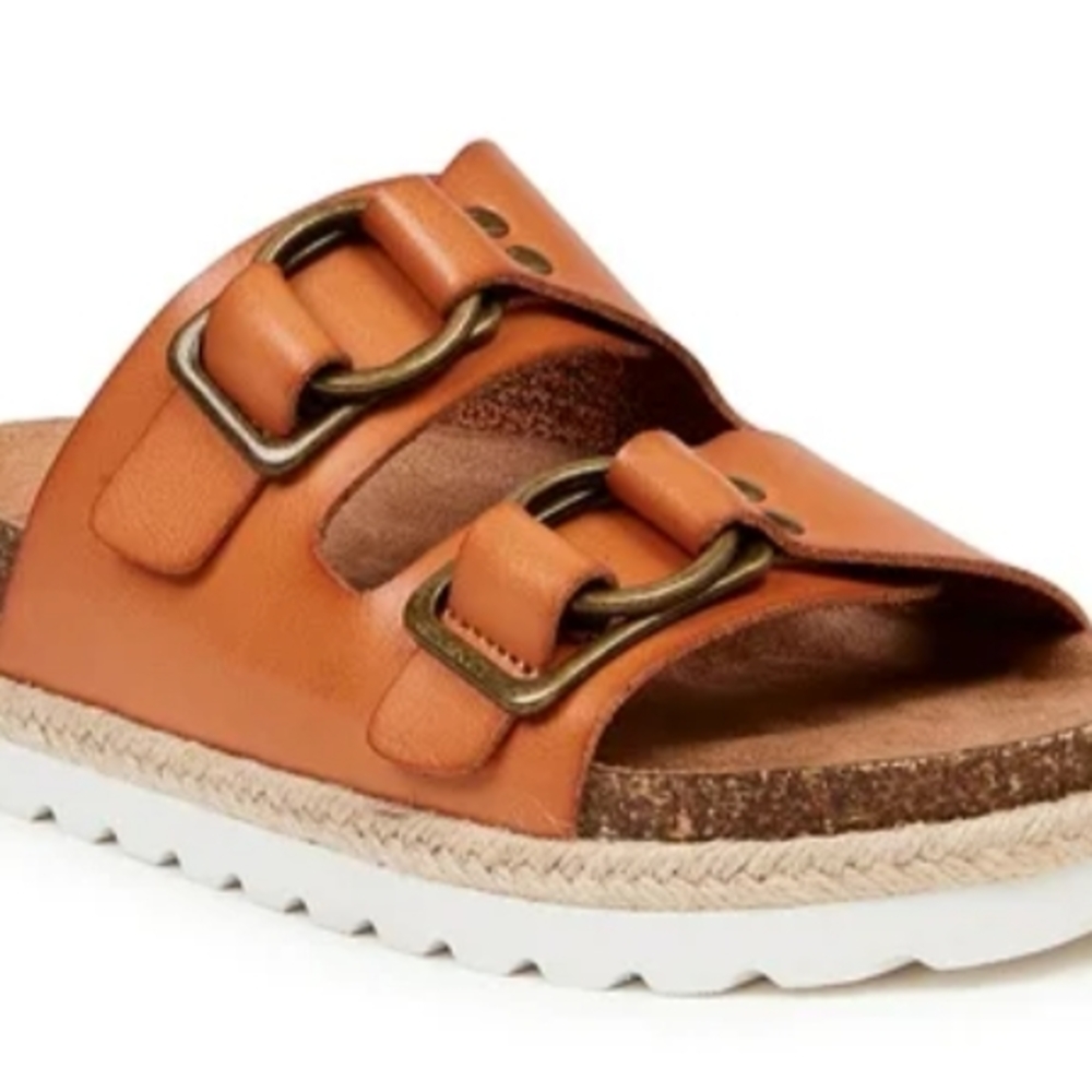 Orange Double Buckle Sandals